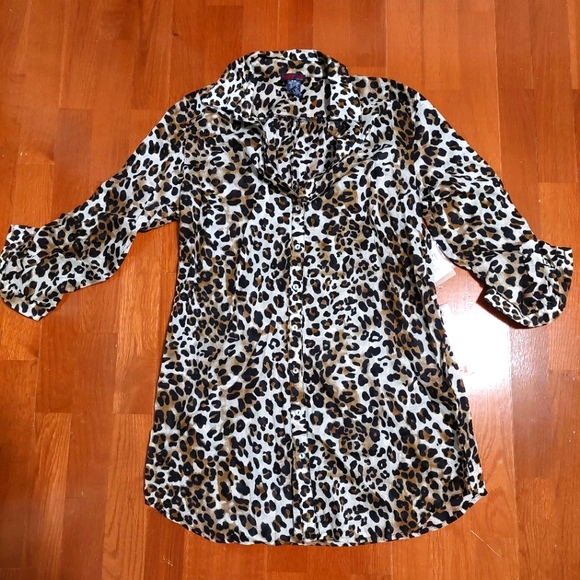 Dex Tops - New Dex Women's Leopard Blouse Size S/P